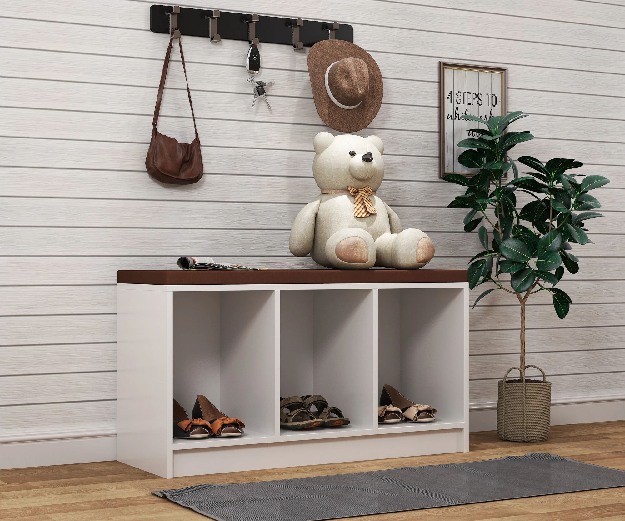 Shoe Bench with Cushion, 3-Cube Wooden Storage Box Organizer for Shoes Books Toys Decorations, in Entryway Playroom Living Room
Shoe Bench with Cushion, 3-Cube Wooden Storage Box Organizer for Shoes Books Toys Decorations, in Entryway Playroom Living Room