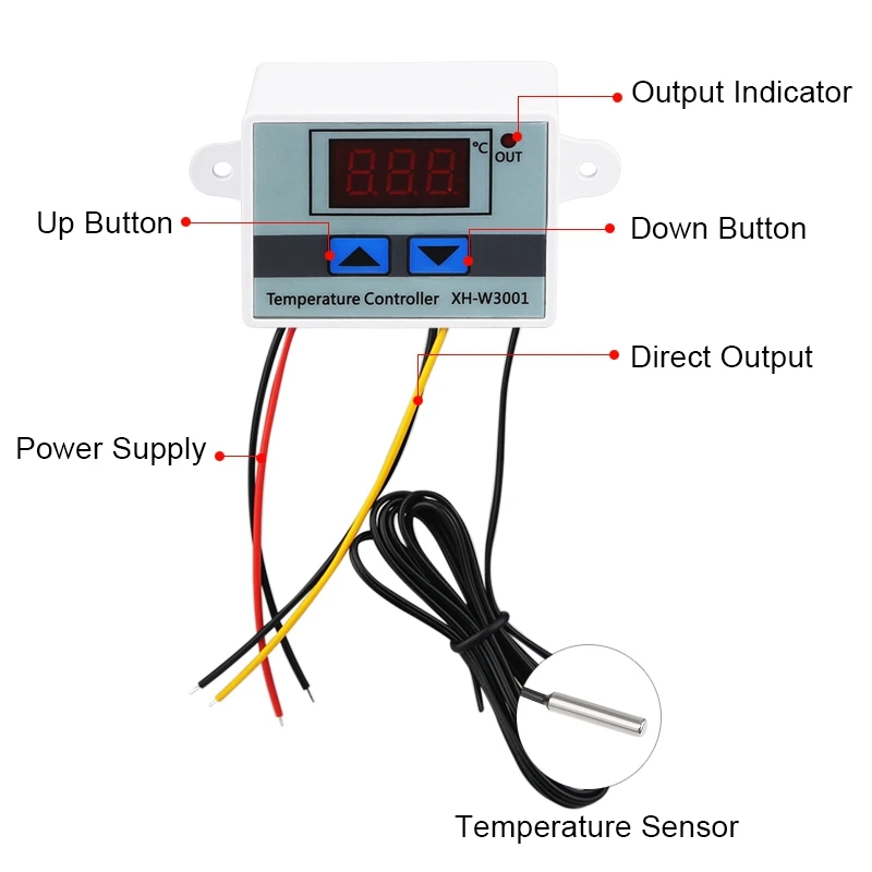 10A AC110-220V Digital LED Temperature Controller XH-W3001 for Incubator Cooling Heating Switch Thermostat NTC Sensor
10A AC110-220V Digital LED Temperature Controller XH-W3001 for Incubator Cooling Heating Switch Thermostat NTC Sensor