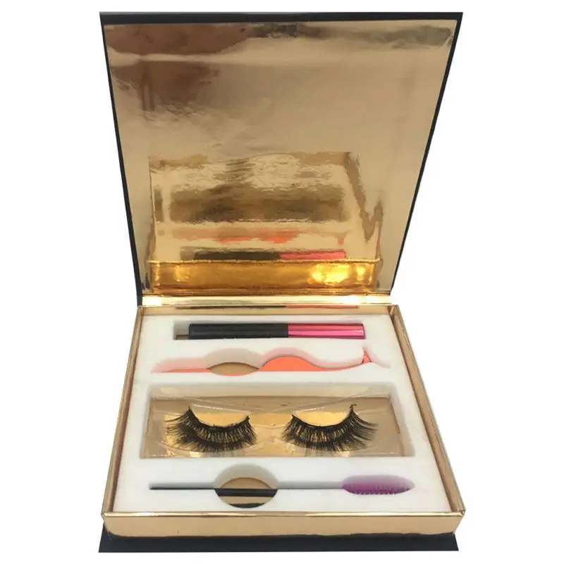 Magnetic Eyeliner with 3D Eyelash False Eyelashes Tweezer Brush Set Long Lasting Extension | Красота и здоровье