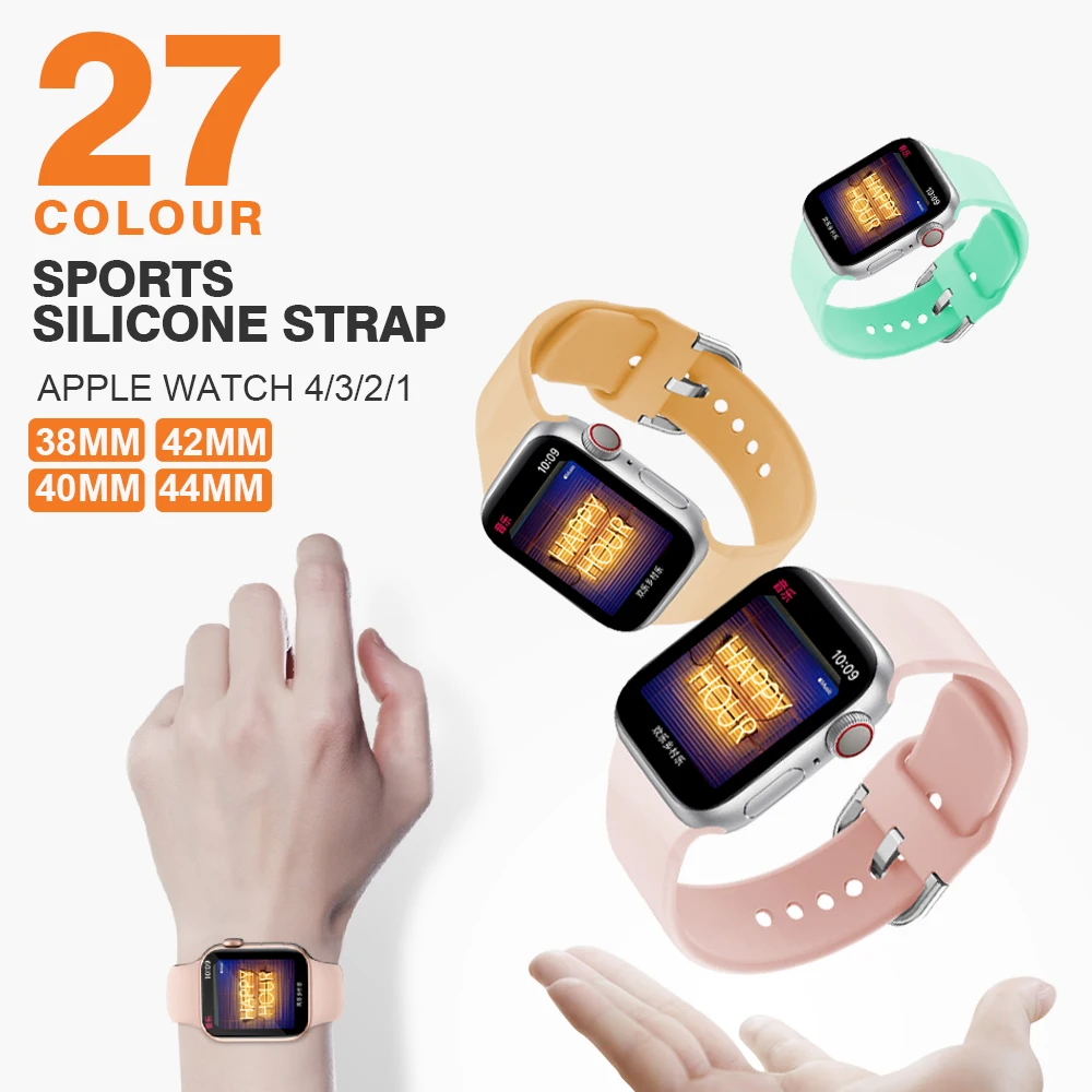 Soft Silicone Band for Apple Watch 5/6/SE Series 42mm 38mm Rubber buckle Strap for iWatch 4 3 2 40MMM 44MM watchband accessories
Soft Silicone Band for Apple Watch 5/6/SE Series 42mm 38mm Rubber buckle Strap for iWatch 4 3 2 40MMM 44MM watchband accessories