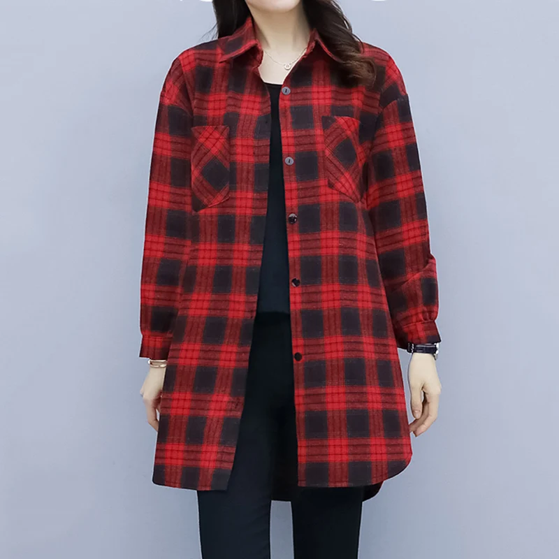 Women Tops Blouses Spring Autumn Loose Button Long Sleeve Long Shirt Dress Blouse 2020 Plus Size Casual Plaid Cotton Tops Blusas
Women Tops Blouses Spring Autumn Loose Button Long Sleeve Long Shirt Dress Blouse 2020 Plus Size Casual Plaid Cotton Tops Blusas