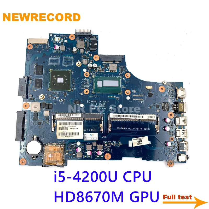 NEWRECORD VBW00 LA 9981P для Dell inspiron 15R 3537 5537 Материнская плата ноутбука i5 4200U Процессор HD8670M