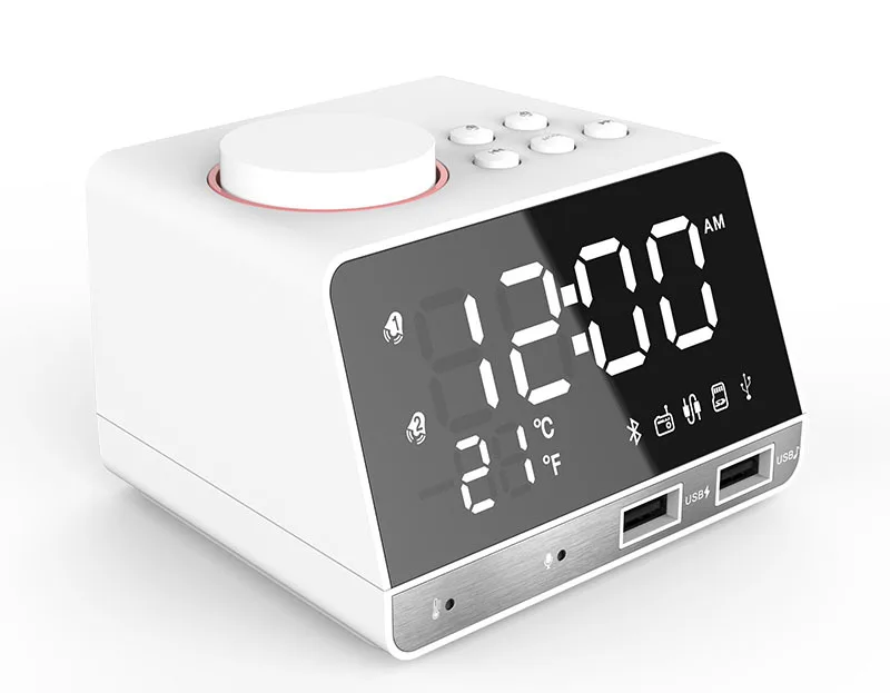 USB LED Alarm Clock + FM Radio + Wireless bluetooth Speaker + 2 USB Charger Port Digital Display for Mobile Phone Office Home
USB LED Alarm Clock + FM Radio + Wireless bluetooth Speaker + 2 USB Charger Port Digital Display for Mobile Phone Office Home