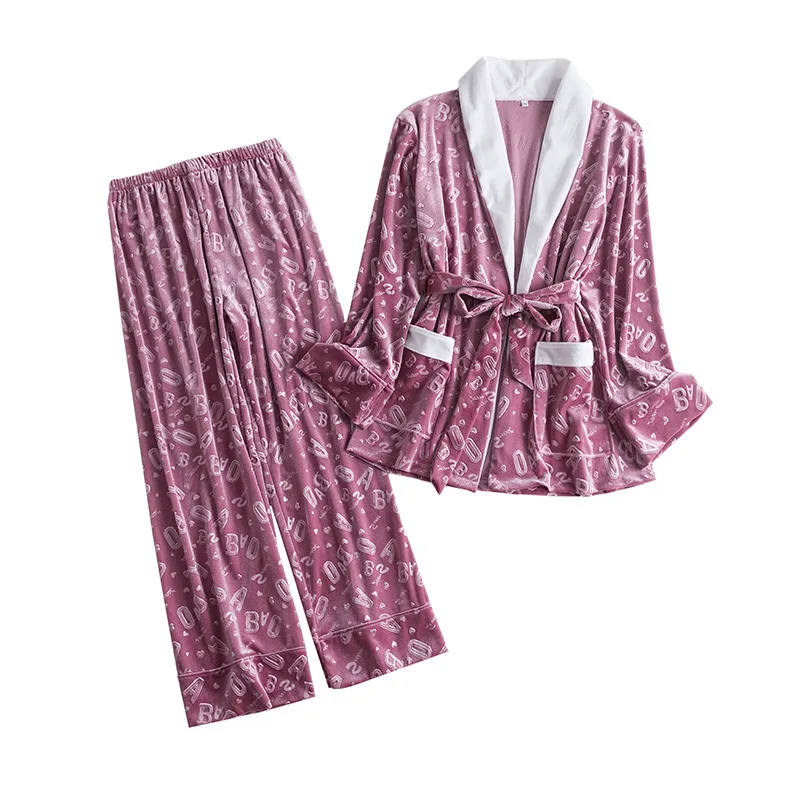 New Velvet Pajamas Suit Women 2PCS Sleepwear Shirt&Pants Print Letter Nightwear Pyjamas Casual Homewear Nightgown Lingerie
New Velvet Pajamas Suit Women 2PCS Sleepwear Shirt&Pants Print Letter Nightwear Pyjamas Casual Homewear Nightgown Lingerie