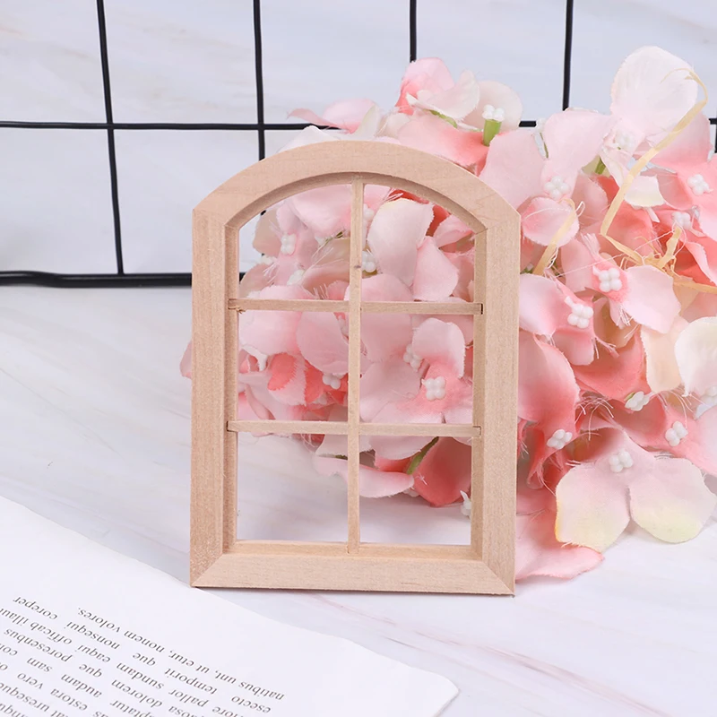 1:12 Dollhouse Miniature Wooden Six squares Arched Window Model Furniture Accessories | Игрушки и хобби