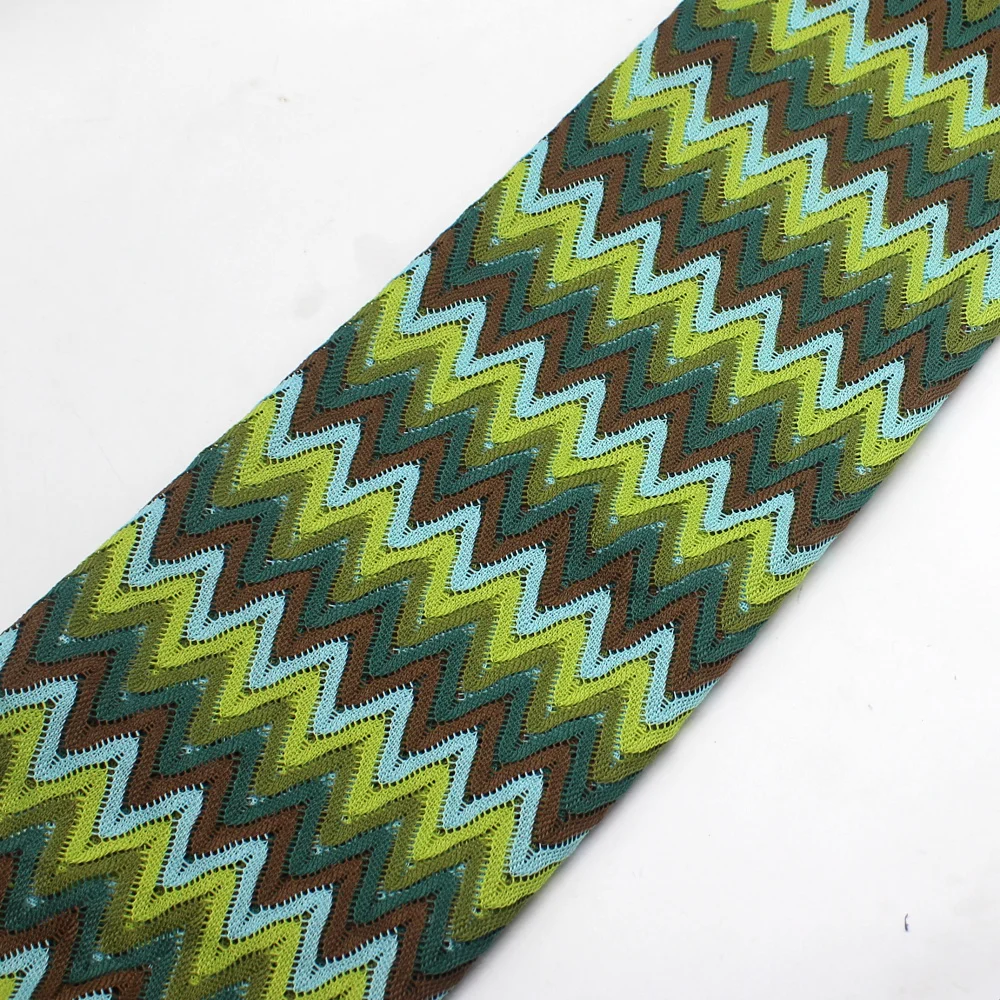 

Zig Zag Knitting Lace Fabrics Green 1 Meter For Dress Wave Striped Crochet Mesh Fabrics Diy Garment 150CM Wide