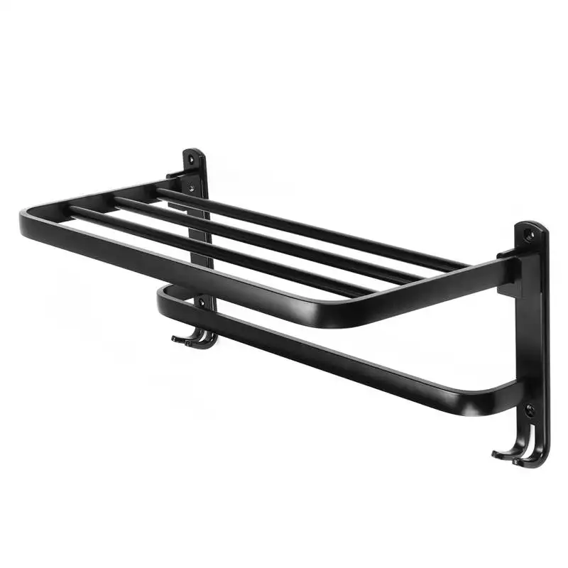 50/60cm Matte Black Aluminum Towel Holder Bathroom Towel Rack Wall Mounted Folding Hanger Towel Storage Shelf Hook
50/60cm Matte Black Aluminum Towel Holder Bathroom Towel Rack Wall Mounted Folding Hanger Towel Storage Shelf Hook