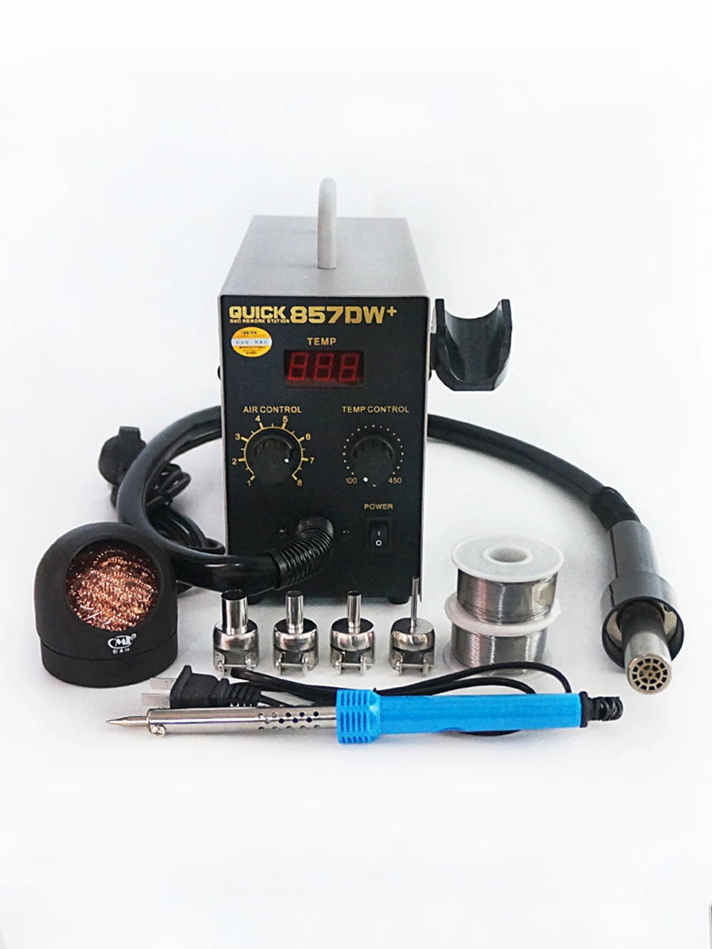 QUICK 857DW+ Soldering Station SMD SMT Electric Soldering Iron with 0.5-0.6mm Solder Wire ESD Tweezer Solder Tools
QUICK 857DW+ Soldering Station SMD SMT Electric Soldering Iron with 0.5-0.6mm Solder Wire ESD Tweezer Solder Tools