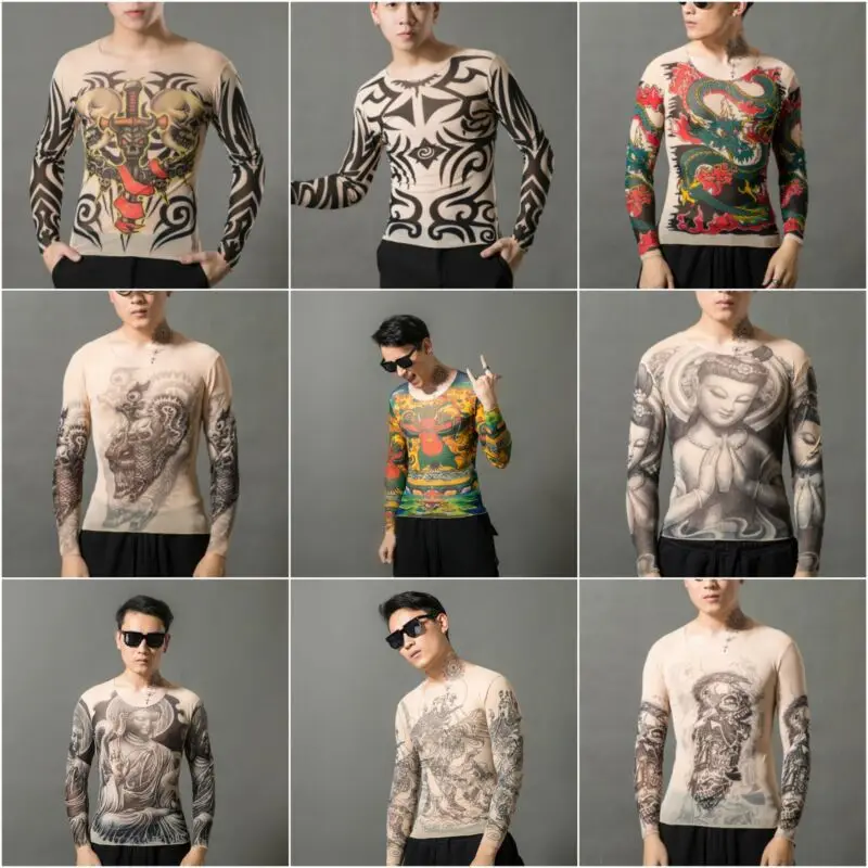 With Pattern Flower Tattoo Elastic Long Men T-Shirt Tattoo Long SleeveT-Shirt With Carp Pattern Flower For Men Elastic Suitable
With Pattern Flower Tattoo Elastic Long Men T-Shirt Tattoo Long SleeveT-Shirt With Carp Pattern Flower For Men Elastic Suitable