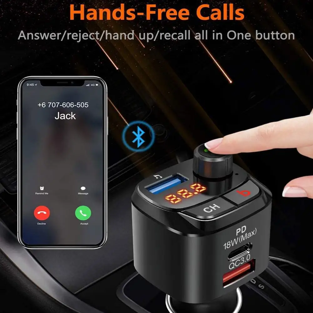 Bluetooth 5.0 FM Transmitter Suitable For Car QC3.0 Hands-free Music With Calling Adapter 18W Player Wireless Car Radio PD Y1H6
Bluetooth 5.0 FM Transmitter Suitable For Car QC3.0 Hands-free Music With Calling Adapter 18W Player Wireless Car Radio PD Y1H6