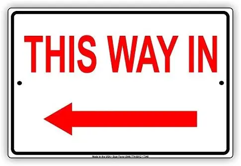 Warning Sign This Way in Left Arrow Pointer Direction Letters Notice Road Sign Business Sign Aluminum Metal Tin Sign Z0207 
Warning Sign This Way in Left Arrow Pointer Direction Letters Notice Road Sign Business Sign Aluminum Metal Tin Sign Z0207