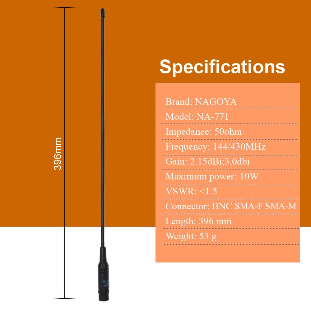 2PCS NAGOYA NA-771 SMA Female SMA-F Dual Wide Band Flexible Antenna VHF/UHF 144/430MHz Two Way Radio BAOFENG UV-5R BF-888S
2PCS NAGOYA NA-771 SMA Female SMA-F Dual Wide Band Flexible Antenna VHF/UHF 144/430MHz Two Way Radio BAOFENG UV-5R BF-888S