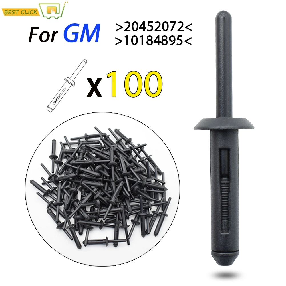 100X Car Plastic Bumper Fender Fastener Nylon Blind Rivet Trim Mounting Clip Retainer 1/4" Hole A13751 For GM 20452072,10184895
100X Car Plastic Bumper Fender Fastener Nylon Blind Rivet Trim Mounting Clip Retainer 1/4" Hole A13751 For GM 20452072,10184895