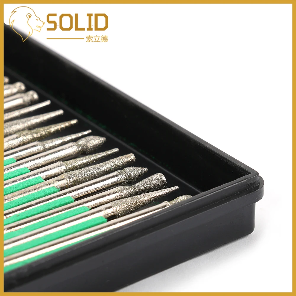 Diamond Grinding Head Mini Drill Bur Bit Set Carving Polishing for Abrasive Rotary Tool 30Pcs/Set Shank 3mm Regular Version
Diamond Grinding Head Mini Drill Bur Bit Set Carving Polishing for Abrasive Rotary Tool 30Pcs/Set Shank 3mm Regular Version