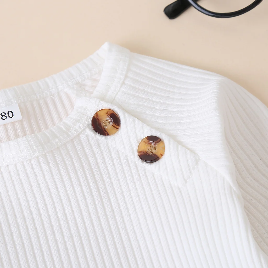 Infants Girls Long Sleeve T-shirt Top Fall Trousers Stripes Buttons Toddler Cotton Round Collar Elastic Kids Clothes Set
Infants Girls Long Sleeve T-shirt Top Fall Trousers Stripes Buttons Toddler Cotton Round Collar Elastic Kids Clothes Set