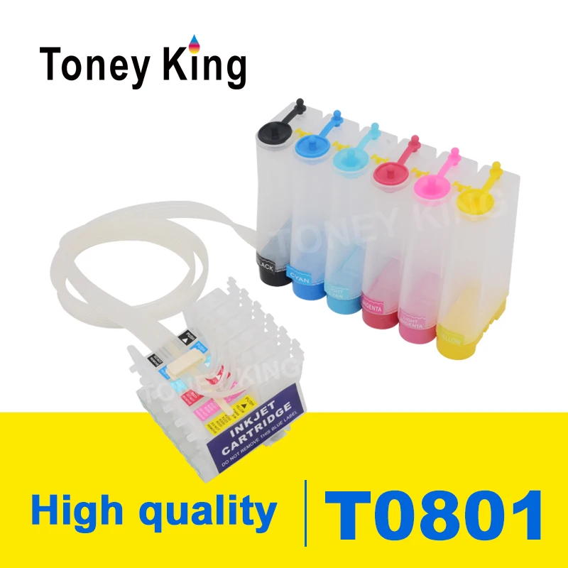 

Toney King T0801 CISS Ink Supply System For Epson Stylus Photo P50 T59 R265 270 285 290 360 RX560 585 610 650 685 PX650W Printer