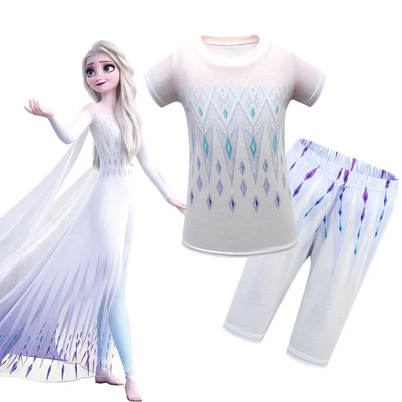 Пижамный костюм для девочек косплей с коротким рукавом и пятиконечными брюками Повседневный свободный костюм из двух предметов 
Пижамный костюм для девочек косплей с коротким рукавом и пятиконечными брюками Повседневный свободный костюм из двух предметов