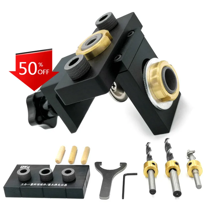 3 In 1 Adjustable Doweling Jig Woodworking Pocket Hole Jig for Drilling Guide Locator Puncher Tools Furniture Connector Drillbit
3 In 1 Adjustable Doweling Jig Woodworking Pocket Hole Jig for Drilling Guide Locator Puncher Tools Furniture Connector Drillbit