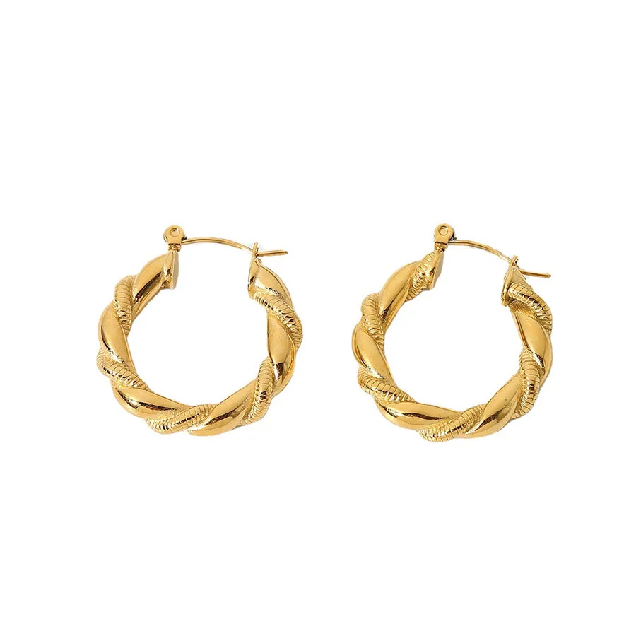 Double twist rope hoop earrings for women stainless steel medium hoop earring minimalist trendy women free tarnish wholesale
Double twist rope hoop earrings for women stainless steel medium hoop earring minimalist trendy women free tarnish wholesale