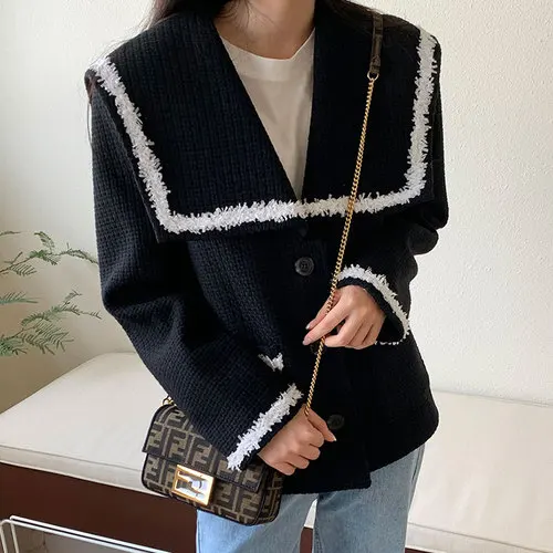 Color Big Sailor Collar Jackets Women White Long Sleeve Mujer Chaqueta Retro Casual Wild Oversize Thick Autumn Winter Contrast
Color Big Sailor Collar Jackets Women White Long Sleeve Mujer Chaqueta Retro Casual Wild Oversize Thick Autumn Winter Contrast