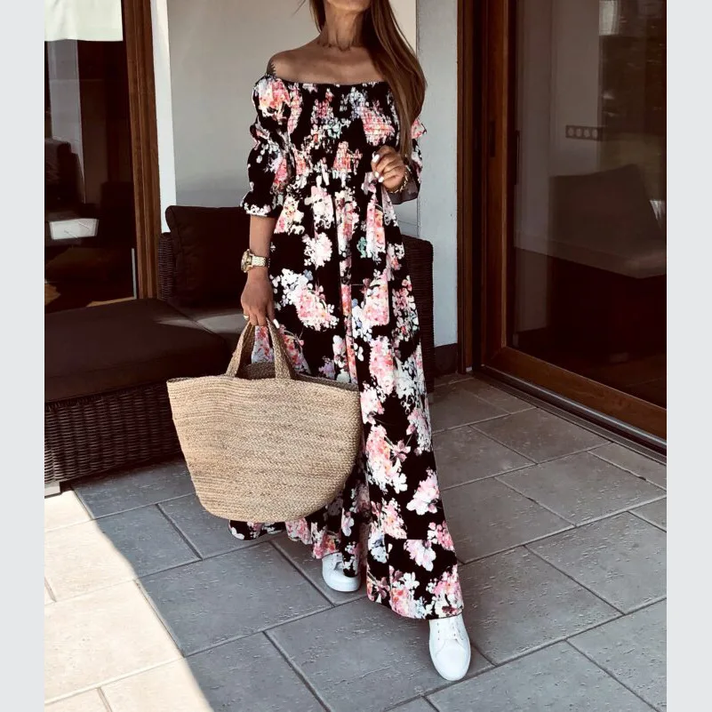 Printed Bohemian Women's Long Dress Casual Cold Shoulder Long Sleeve Elegant Dresses Female Loose Fashion Beach Clothes Ladies
Printed Bohemian Women's Long Dress Casual Cold Shoulder Long Sleeve Elegant Dresses Female Loose Fashion Beach Clothes Ladies