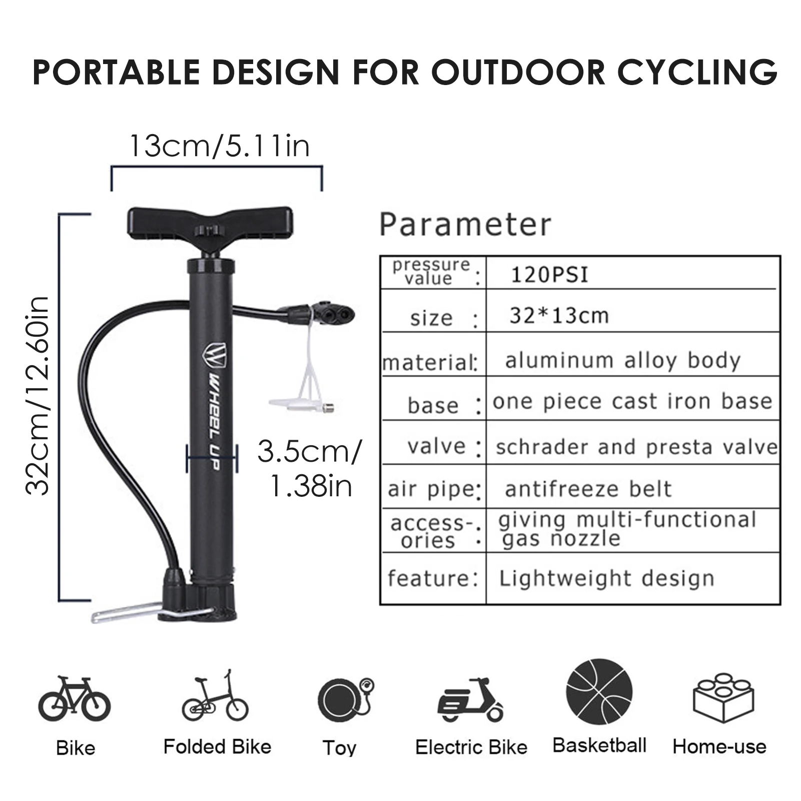 Bicycle Pump Portable Aluminum Alloy Bicycle Hand Air Pump Tire Inflator Household Basketball Inflator for Cycling Accessories 
Bicycle Pump Portable Aluminum Alloy Bicycle Hand Air Pump Tire Inflator Household Basketball Inflator for Cycling Accessories