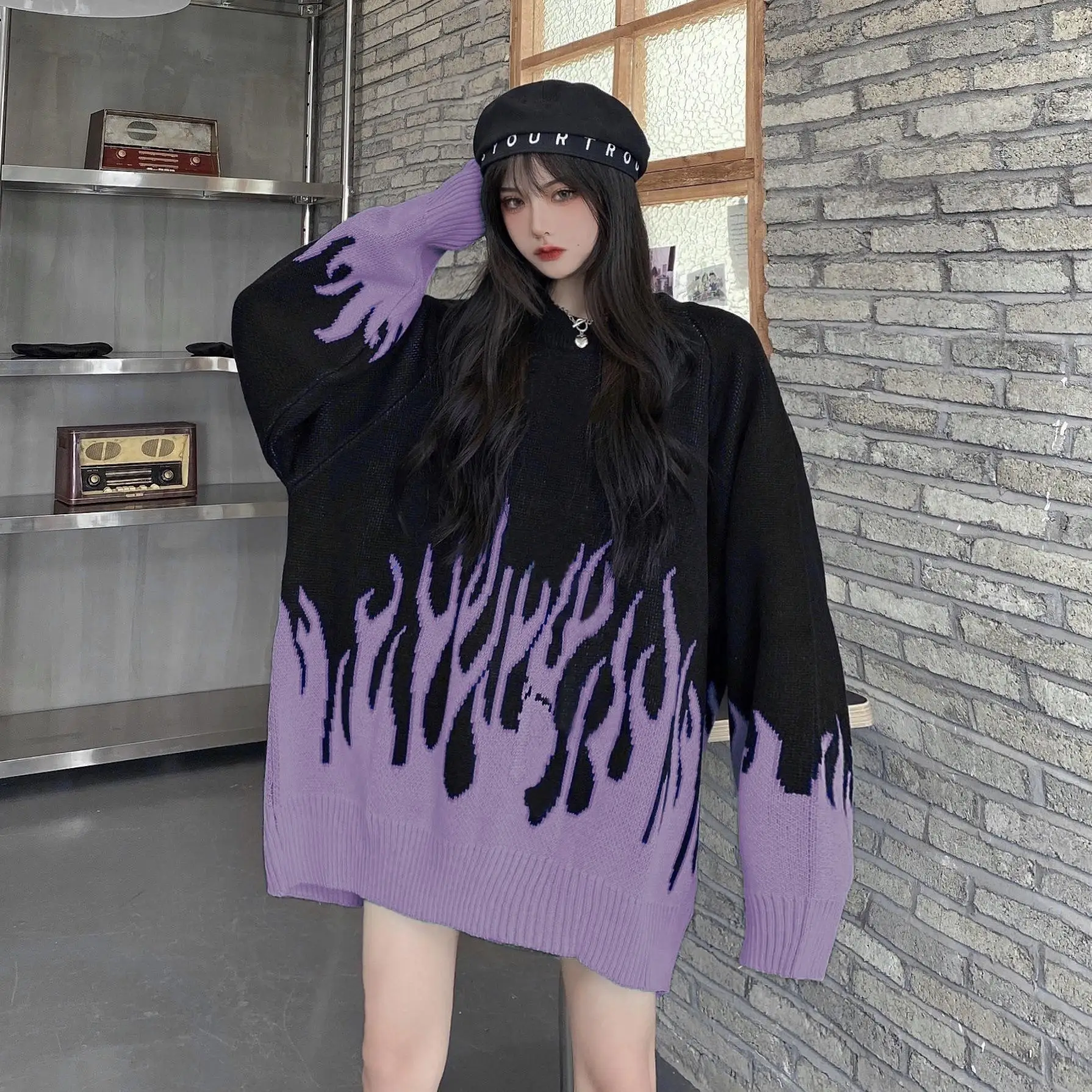 Autumn Winter Harajuku Flame Knitting Batwing Sleeve Hoodies Casual Long Women Tide Printed Hoodies Loose Boyfriend Pullovers
Autumn Winter Harajuku Flame Knitting Batwing Sleeve Hoodies Casual Long Women Tide Printed Hoodies Loose Boyfriend Pullovers