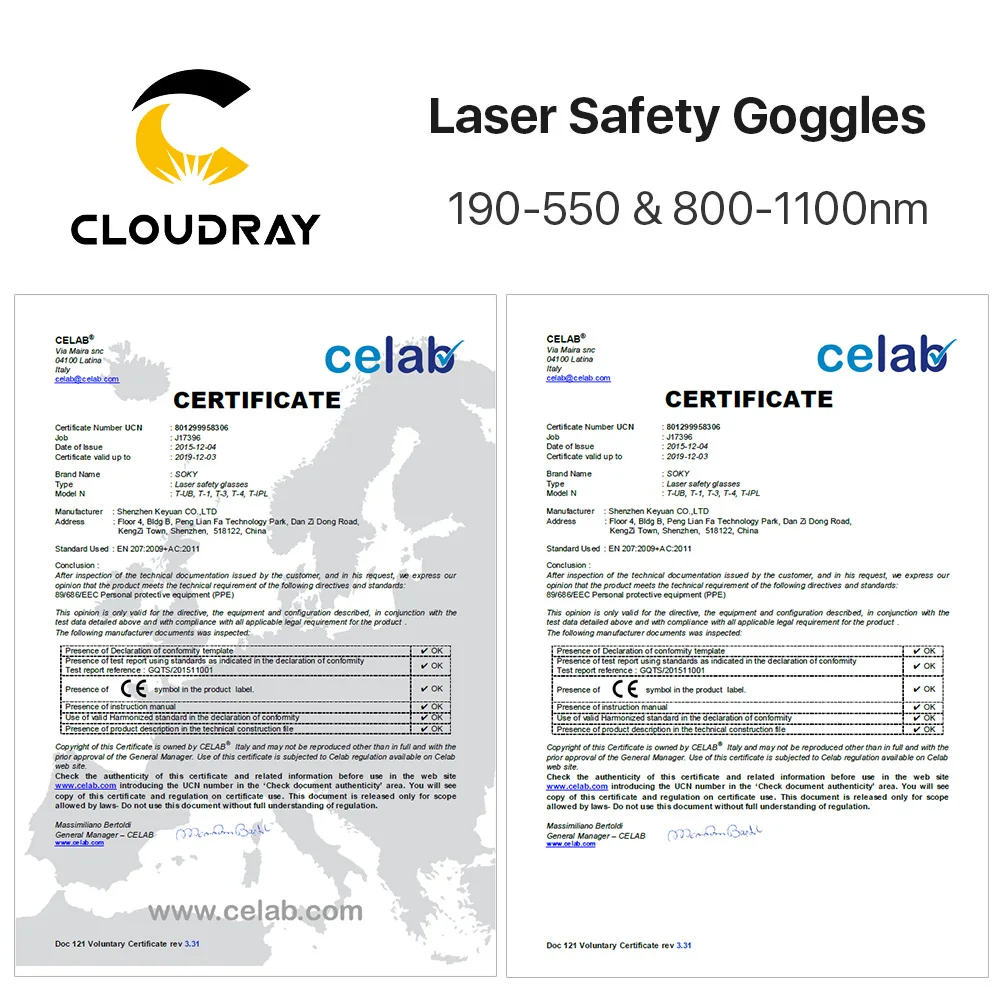 Cloudray UV Green Fiber Laser Safety Goggles Type B Protective 355 & 532 & 1064nm Wavelength Glasses Shield Protection Eyewear
Cloudray UV Green Fiber Laser Safety Goggles Type B Protective 355 & 532 & 1064nm Wavelength Glasses Shield Protection Eyewear