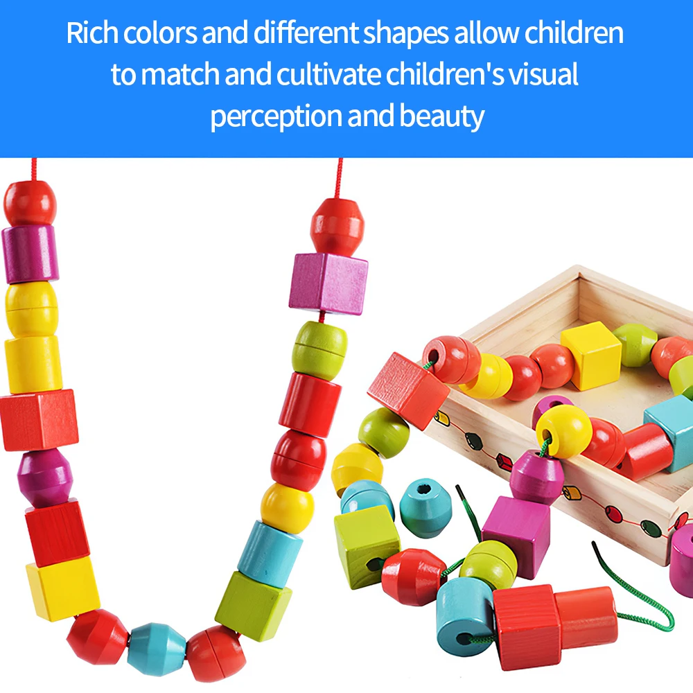 Beads Lacing Toy Color Shape Recognition Preschool Educational Toy Imaginative Wooden Blocks Threading Toy 30Pcs For Kids Baby
Beads Lacing Toy Color Shape Recognition Preschool Educational Toy Imaginative Wooden Blocks Threading Toy 30Pcs For Kids Baby
