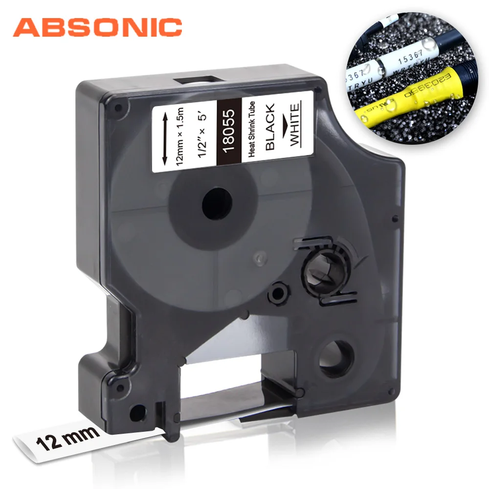 Absonic 18055 18056 12mm for Dymo Rhino Heat Shrink Tubes Label Tape Black on White Replace for Rhino Industrial Label Pirnter
Absonic 18055 18056 12mm for Dymo Rhino Heat Shrink Tubes Label Tape Black on White Replace for Rhino Industrial Label Pirnter