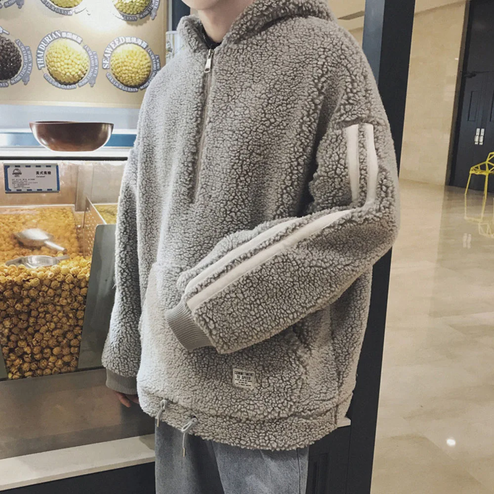 Autumn Winter Men Tops Solid Fashion Casual Men Drawstring Hooded Long Sleeve Pullover Hoodie Lamb Plush Thick Pocket Sweatshirt
Autumn Winter Men Tops Solid Fashion Casual Men Drawstring Hooded Long Sleeve Pullover Hoodie Lamb Plush Thick Pocket Sweatshirt