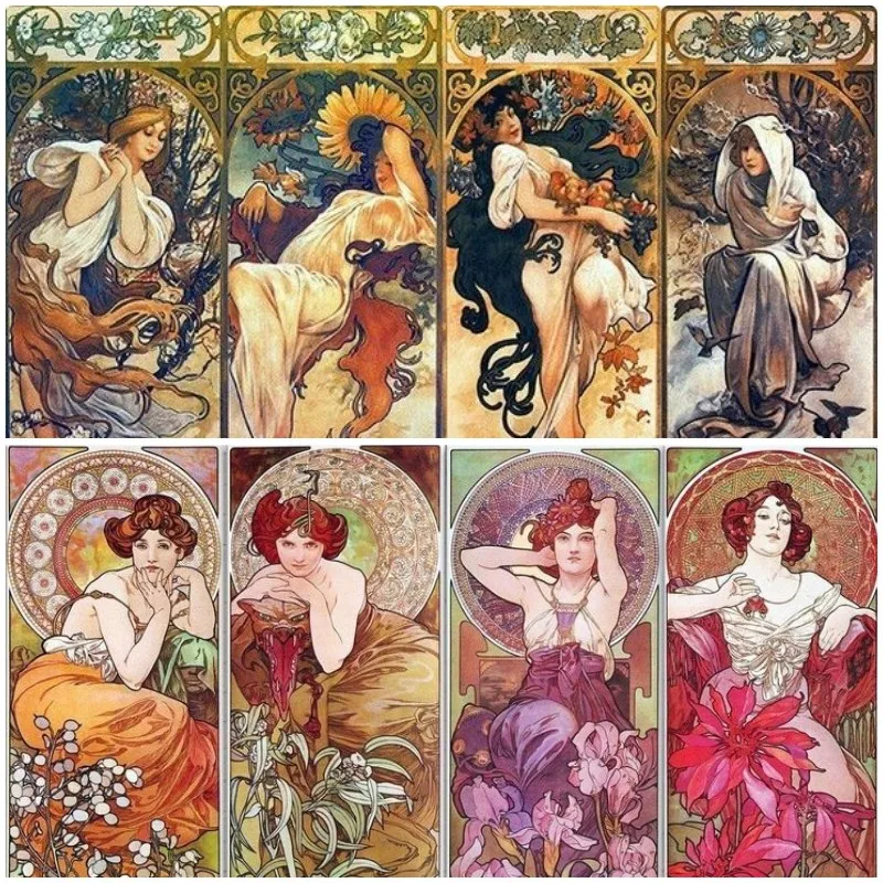 Diy Handwork Classical Diamond Painting Alphonse Maria Mucha Four Season Series Poster Art Full Drills Cross Stitch Home Decor 
Diy Handwork Classical Diamond Painting Alphonse Maria Mucha Four Season Series Poster Art Full Drills Cross Stitch Home Decor