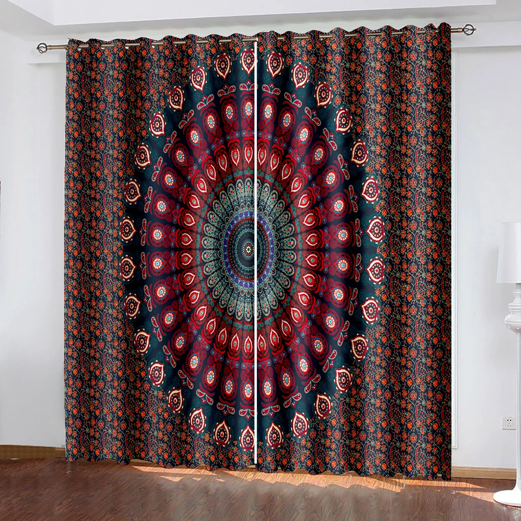Home Decoration Grommet Curtain Living Room Bedroom Black Silk Cloth Curtains Blackout 90% Indian Indigenous Pattern Printing
Home Decoration Grommet Curtain Living Room Bedroom Black Silk Cloth Curtains Blackout 90% Indian Indigenous Pattern Printing