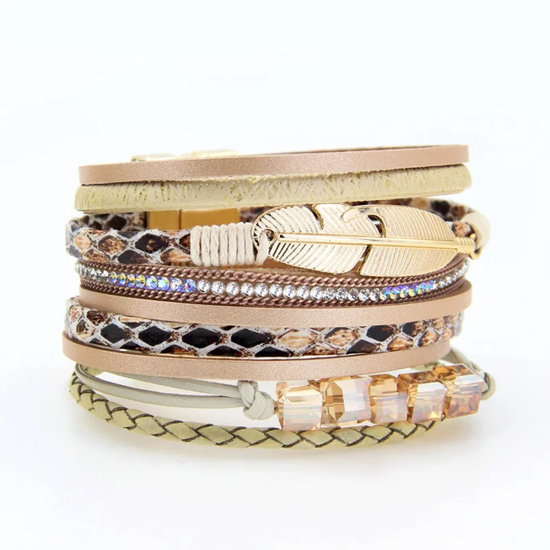 European And American Original Popular Fashion Trend National Style Alloy Feather Multicolor Beaded Bracelet For Women
European And American Original Popular Fashion Trend National Style Alloy Feather Multicolor Beaded Bracelet For Women