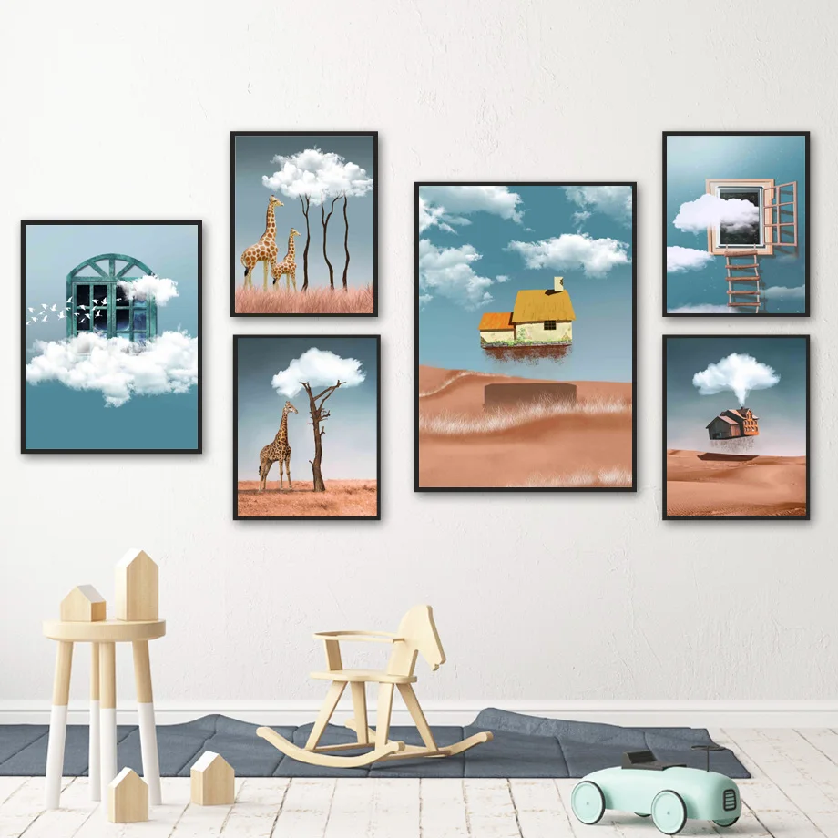 Cloud Sky House Tree Giraffe Bird Window Wall Art Canvas Painting Nordic Posters And Prints Wall Pictures For Living Room Decor
Cloud Sky House Tree Giraffe Bird Window Wall Art Canvas Painting Nordic Posters And Prints Wall Pictures For Living Room Decor