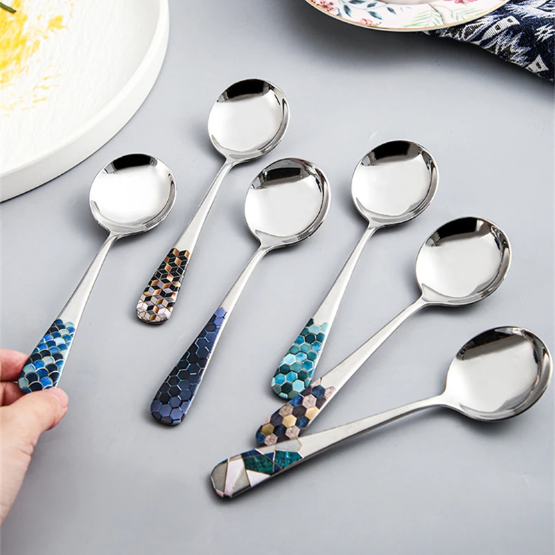 Stainless Steel Coffee Tea Stirring Spoon Round Head Beautiful Tableware Home Dessert Dining Spoons Cutlery Kitchen Accessories
Stainless Steel Coffee Tea Stirring Spoon Round Head Beautiful Tableware Home Dessert Dining Spoons Cutlery Kitchen Accessories