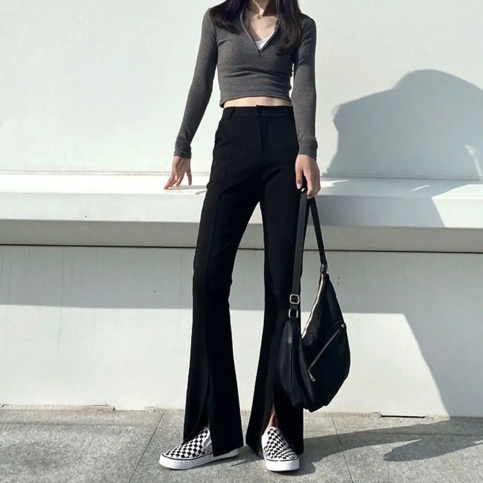 Black High Waist Split Flared Pants Women 2021 Summer New Casual Drape Wide-leg Trousers
Black High Waist Split Flared Pants Women 2021 Summer New Casual Drape Wide-leg Trousers
