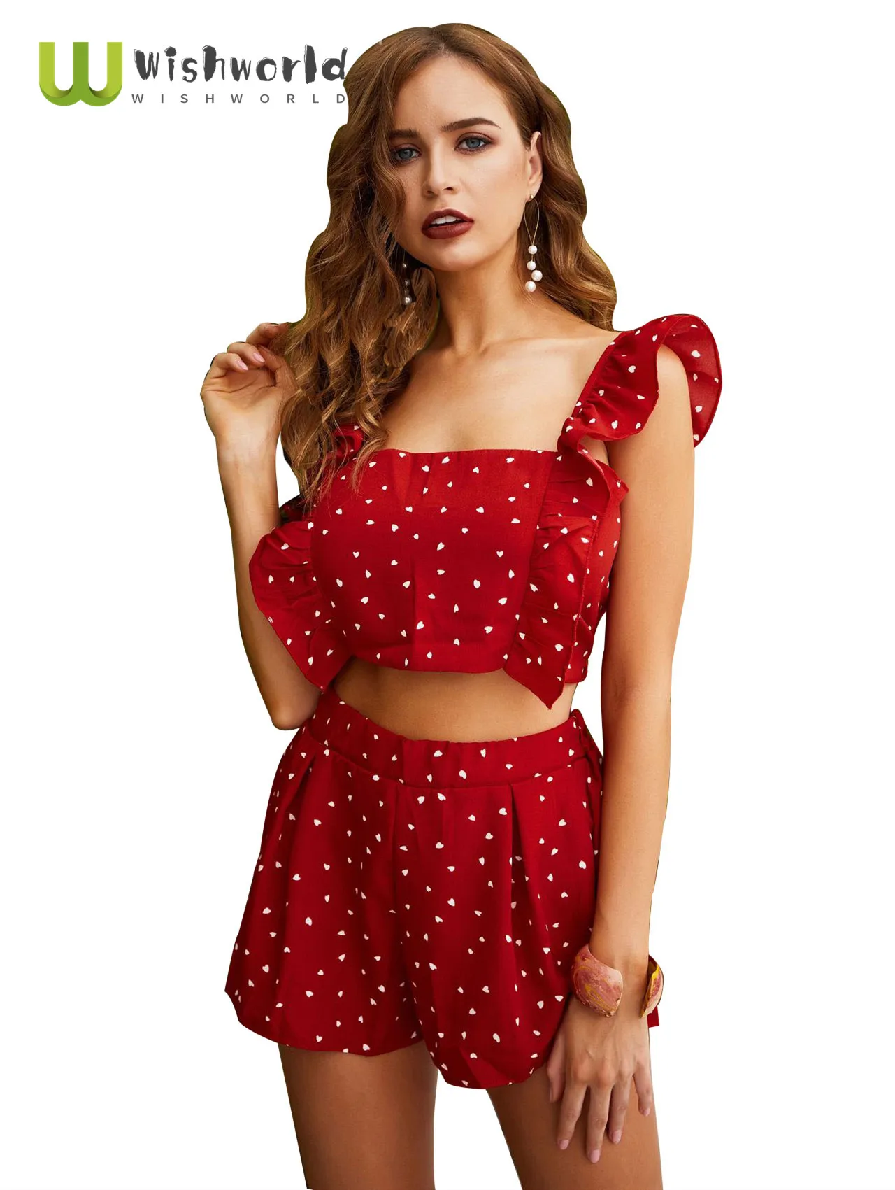 Wishworld2021 New Print Bow Lotus Leaf Sleeve Vest Shorts Set Fashion Women's Bohemian Casual Two Piece Kit Shorts Suit
Wishworld2021 New Print Bow Lotus Leaf Sleeve Vest Shorts Set Fashion Women's Bohemian Casual Two Piece Kit Shorts Suit