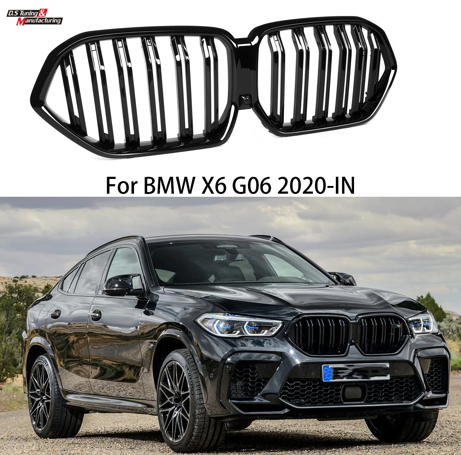 1Pair Gloss Black Car Front Kidney Grille Dual Slat Grill For BMW X6 G06 SUV 2020- Auto Styling Bumper Replacement Accessories
1Pair Gloss Black Car Front Kidney Grille Dual Slat Grill For BMW X6 G06 SUV 2020- Auto Styling Bumper Replacement Accessories
