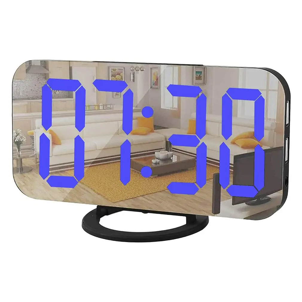 Mirror LED Digital Alarm Clock Snooze Dual USB Phone Charging Electronic Clocks Table Clock for Bedroom Office Home Decoration
Mirror LED Digital Alarm Clock Snooze Dual USB Phone Charging Electronic Clocks Table Clock for Bedroom Office Home Decoration