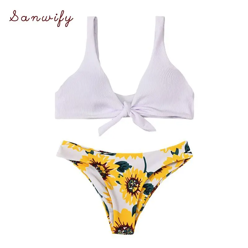 Women Bow Sunflower Stripe Printed Padded Push-up Bikini Swimwear Swimsuit Bathing Suit
Women Bow Sunflower Stripe Printed Padded Push-up Bikini Swimwear Swimsuit Bathing Suit
