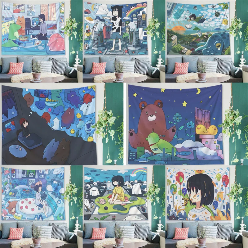 Cartoon Animal Bear Pattern Tapestry Home Decor DIY Cute Anime Girl Printed Tapestry Wall Hanging for Children Room Decorative
Cartoon Animal Bear Pattern Tapestry Home Decor DIY Cute Anime Girl Printed Tapestry Wall Hanging for Children Room Decorative