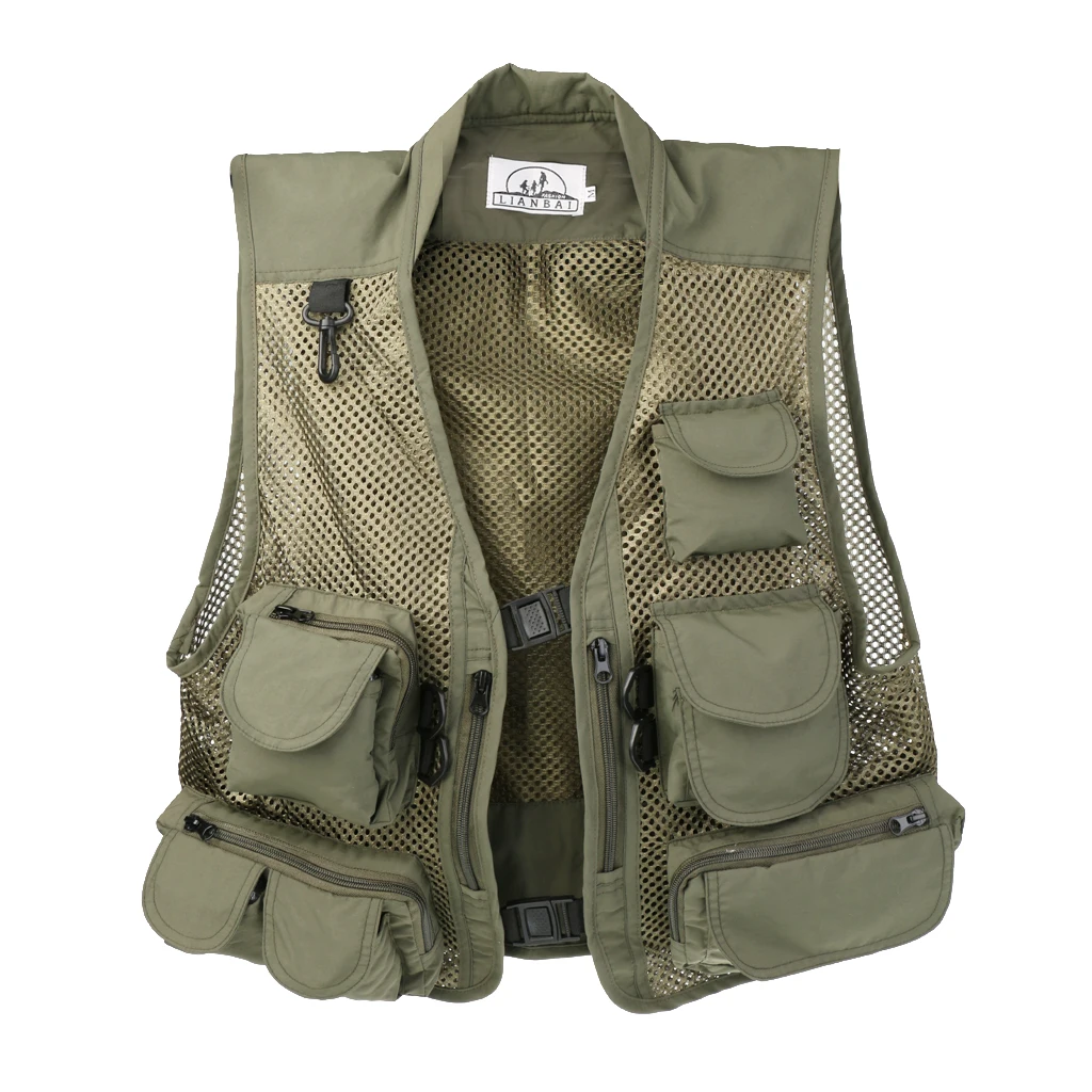 Men's Fishing Mesh Vest Multi-pocket Outdoor Sport Super Light Green Mesh Fishing Vest for Travel Hunting 
Men's Fishing Mesh Vest Multi-pocket Outdoor Sport Super Light Green Mesh Fishing Vest for Travel Hunting