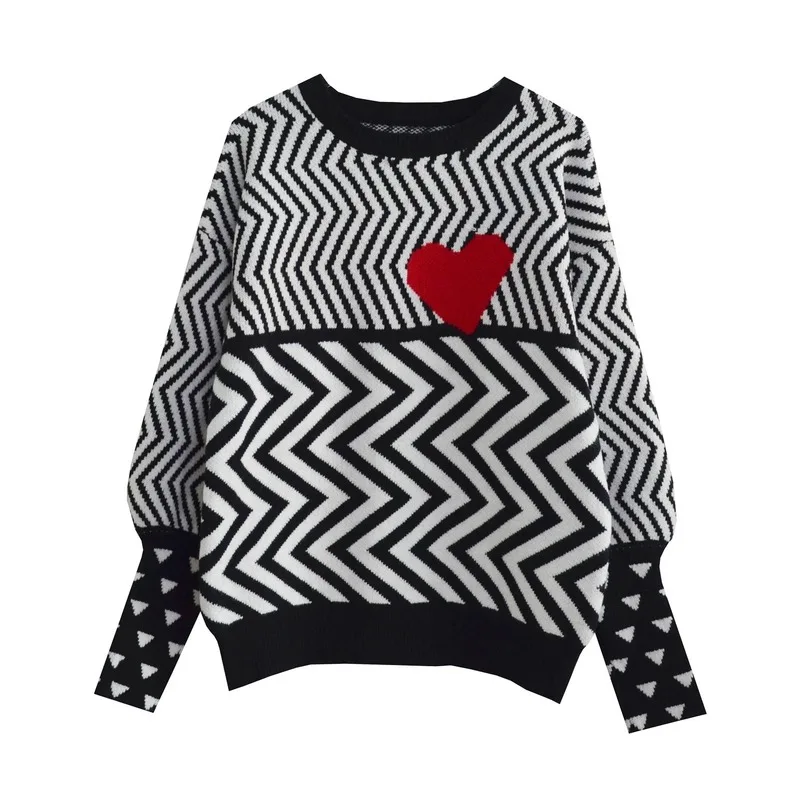 2019 New Women Sweaters O-Neck Striped Patchwork Love Female Pullovers Korean Wave Pattern Sueter Mujer
2019 New Women Sweaters O-Neck Striped Patchwork Love Female Pullovers Korean Wave Pattern Sueter Mujer