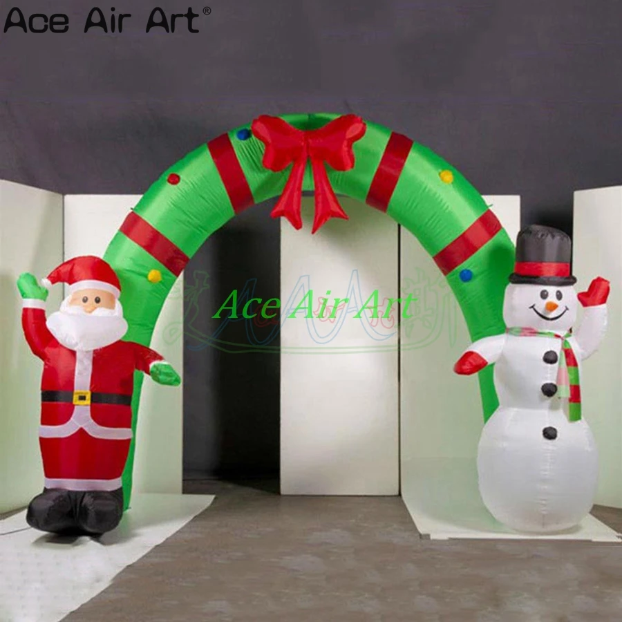 

Holiday Arch Red And Green With Bow Christmas Inflatable Santa Claus And Snowman Archway Party Decorations Made By Ace Air Art