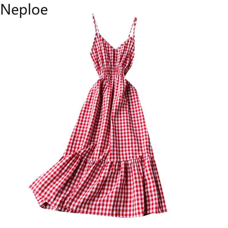 Neploe High Waist Hip Plaid A Line Vestido Holiday Beach Elegant Ruffles Sleeveless Camis Dress V Neck Summer 2021 Ropa 1A872
Neploe High Waist Hip Plaid A Line Vestido Holiday Beach Elegant Ruffles Sleeveless Camis Dress V Neck Summer 2021 Ropa 1A872