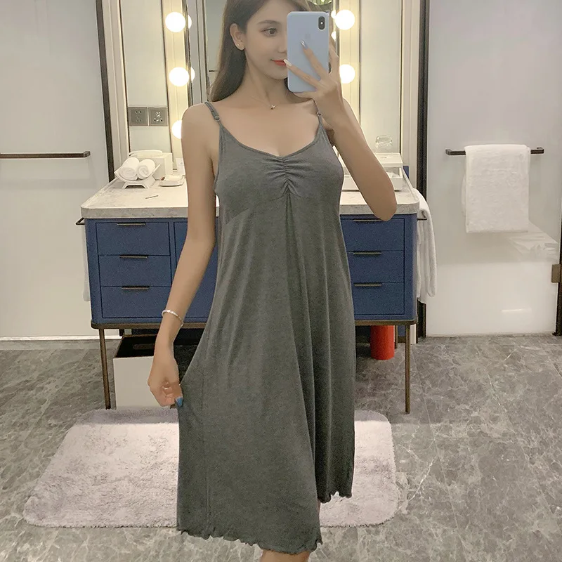 Pajamas With Chest Pads Camisole Nightdress Female Summer Sexy Cute Thin Loose Pajamas Home Service
Pajamas With Chest Pads Camisole Nightdress Female Summer Sexy Cute Thin Loose Pajamas Home Service