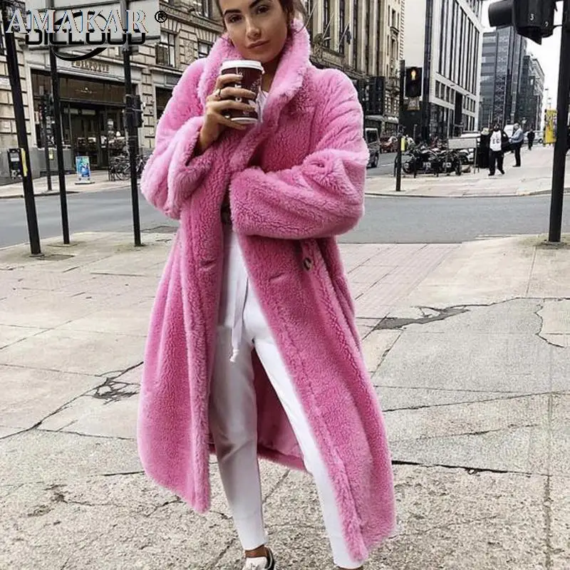 Pink Long Teddy Bear Jacket Coat Women Winter 2021 Thick Warm Oversized Chunky Outerwear Overcoat Women Faux Lambswool Fur Coats
Pink Long Teddy Bear Jacket Coat Women Winter 2021 Thick Warm Oversized Chunky Outerwear Overcoat Women Faux Lambswool Fur Coats