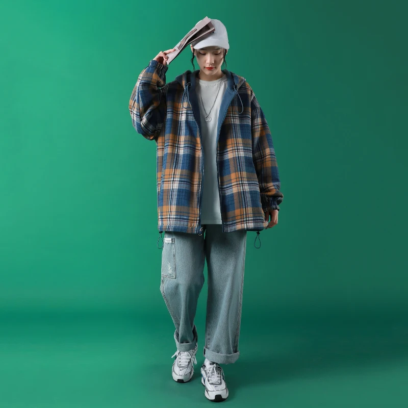 WTEMPO Korean Version Loose Cardigan Hooded Sweater Simple Plaid Casual All-Match Autumn Winter Wear Coats Women
WTEMPO Korean Version Loose Cardigan Hooded Sweater Simple Plaid Casual All-Match Autumn Winter Wear Coats Women