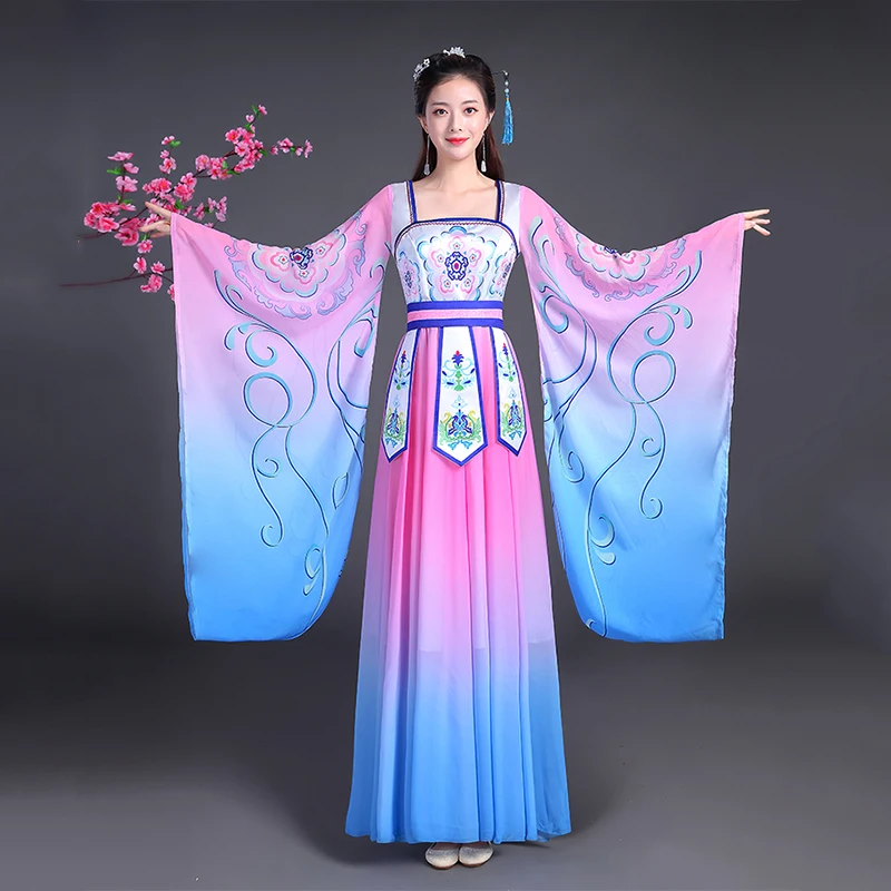 2021 Women Hanfu Fairy Clothing Traditional Chinese Tang Costume Wide Sleeve Classical Dance Costume Performance Hanfu Dress
2021 Women Hanfu Fairy Clothing Traditional Chinese Tang Costume Wide Sleeve Classical Dance Costume Performance Hanfu Dress
